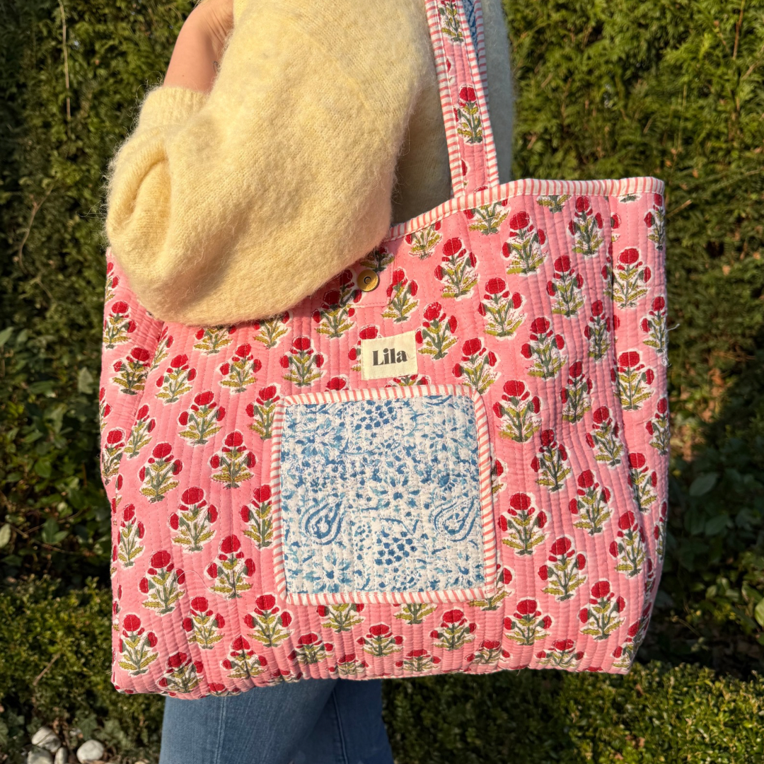 Sac fourre-tout - bleu - rose - n ° 4
