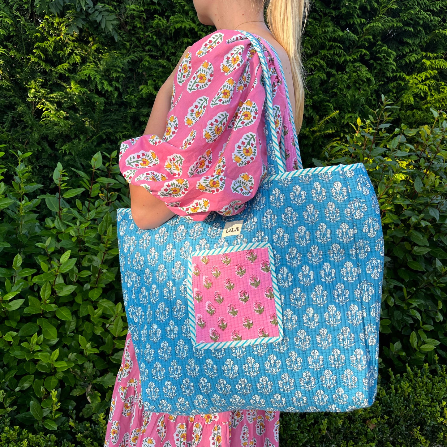 Sac fourre-tout - rose - bleu - n ° 11