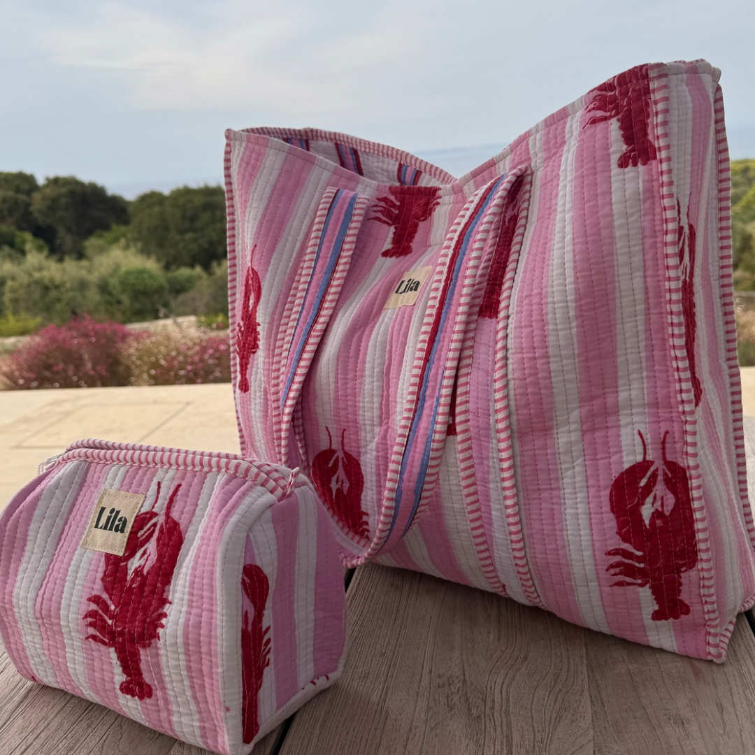 Tote bag - Lobster - including toiletry bag - No.12