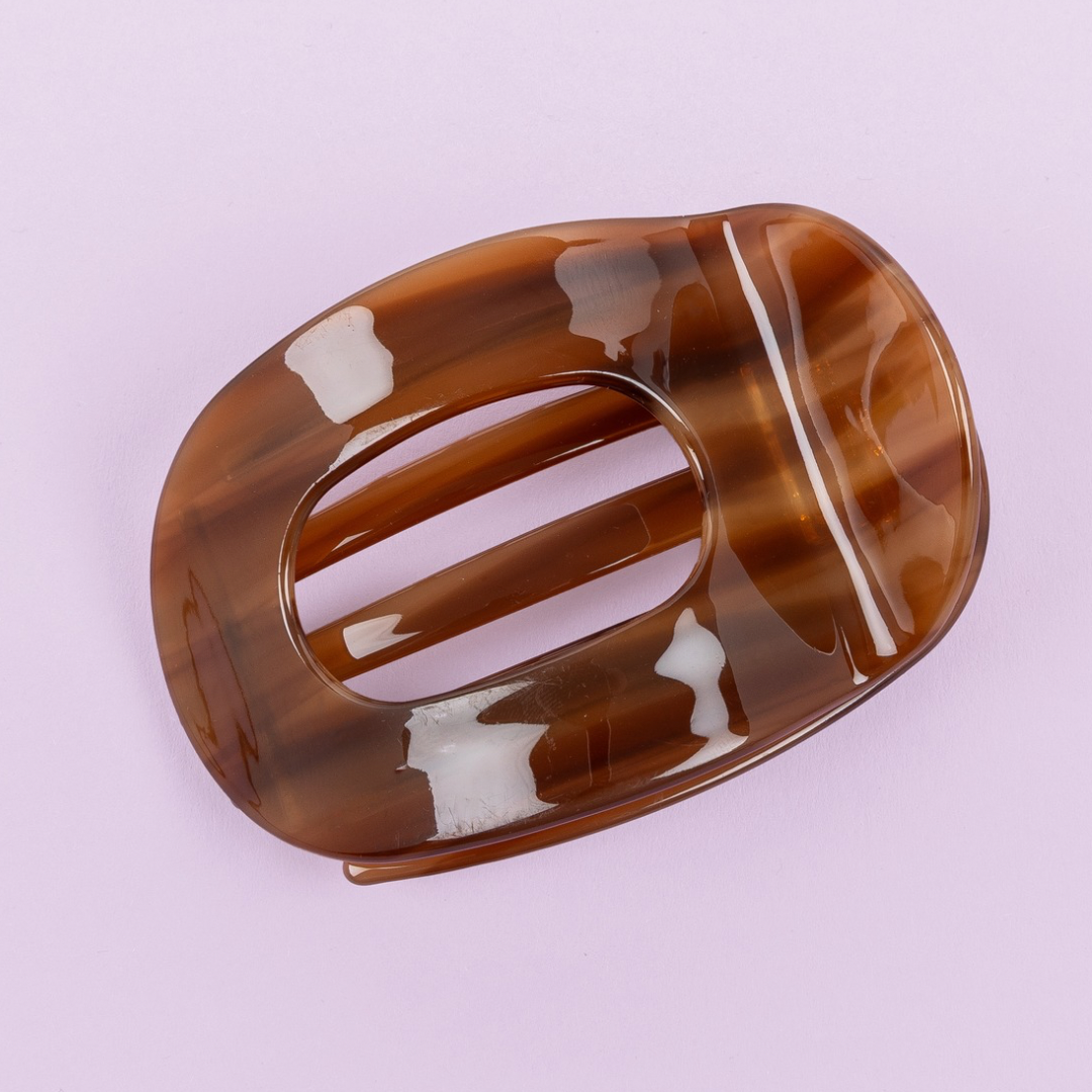 Clip à cheveux plat marron