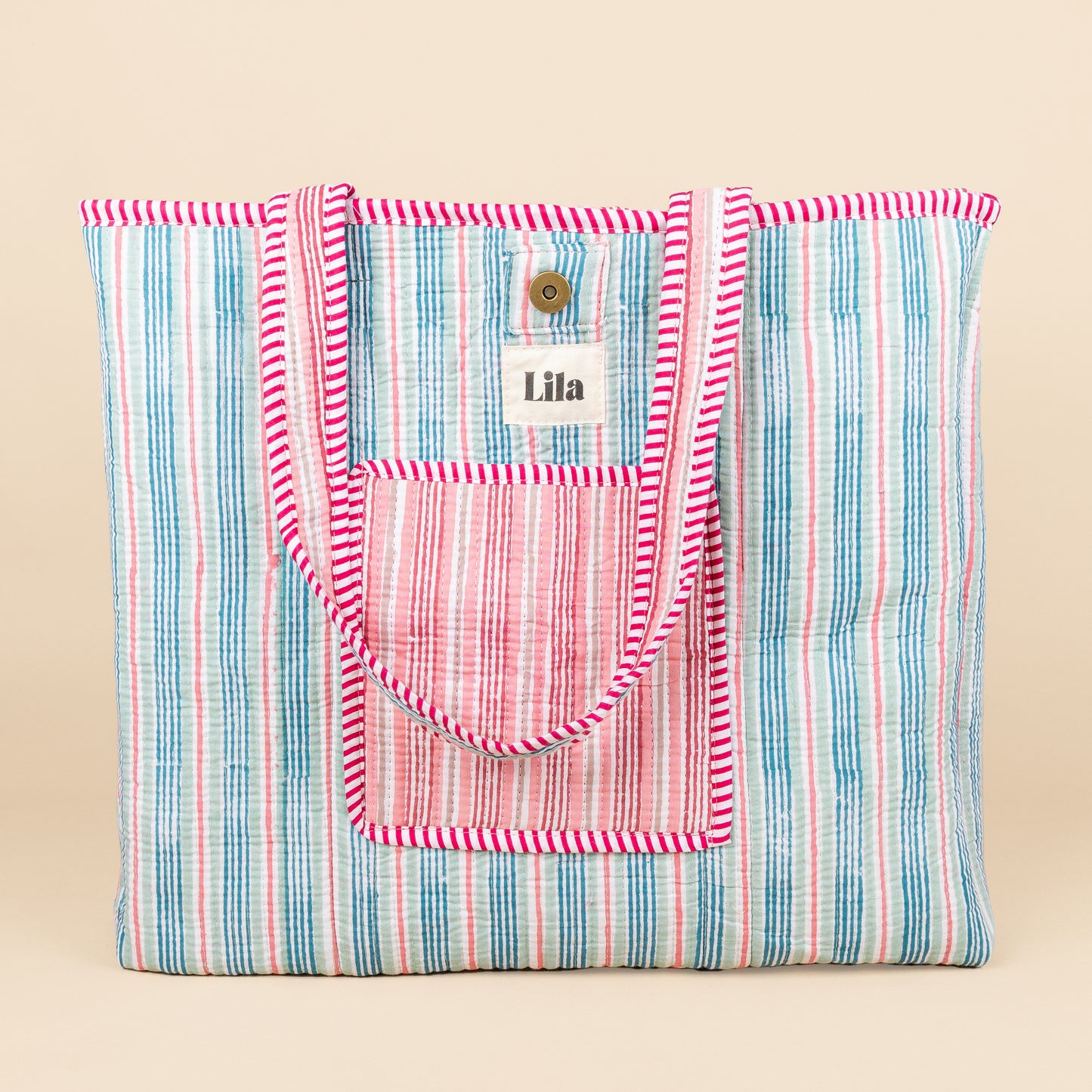 Tote bag - Streep - Roze - Groen - No.3