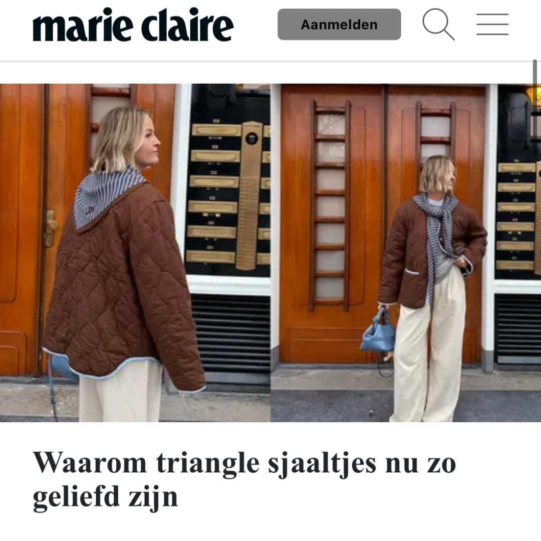 Triangle Sjaal - Toffee - Bruin & Blauw streep - Groot