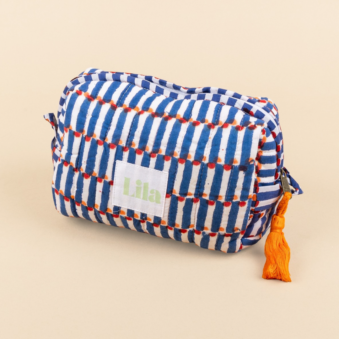 Toilettas - Confetti - Blauw - Klein