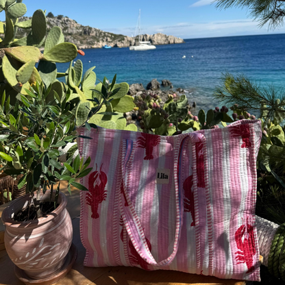 Tote bag - Lobster - including toiletry bag - No.12