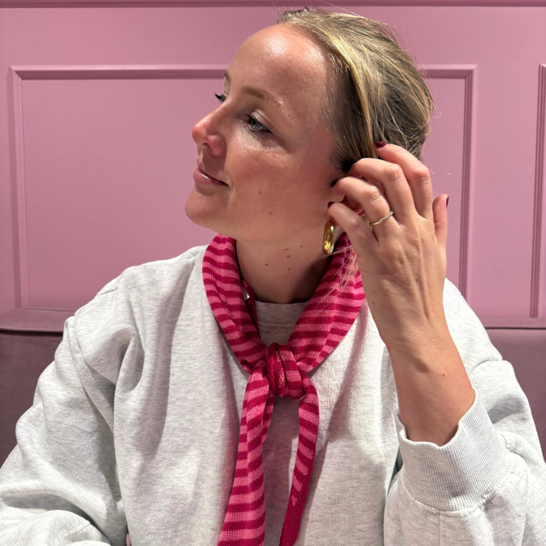 Triangle Scarf - Pink stripe - Small