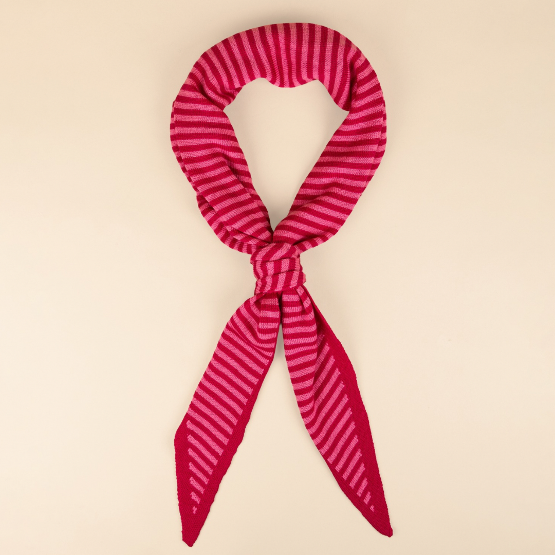Triangle Scarf - Pink stripe - Large