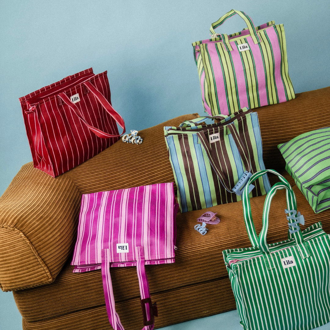 Recycled Nylon Tote - Triple Espresso Stripe