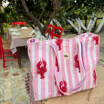 Tote bag - Lobster - inclusief toilettas - No.12