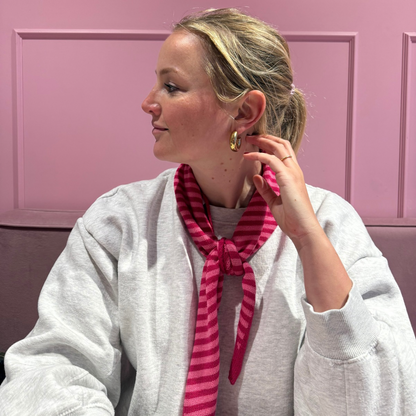 Triangle Scarf - Pink stripe - Small