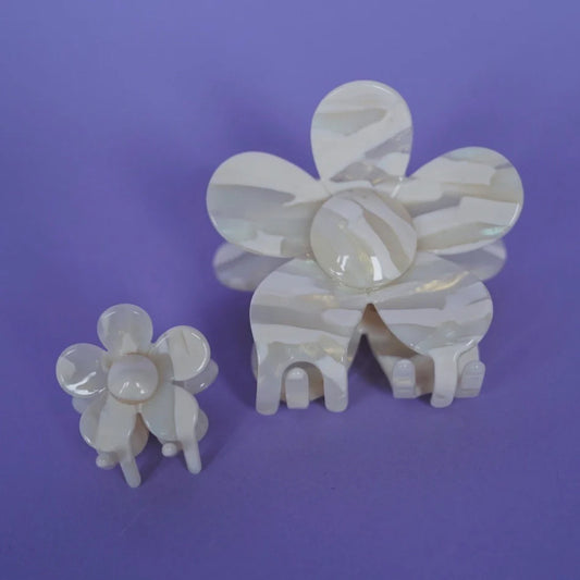 Haarclip flower latte-small