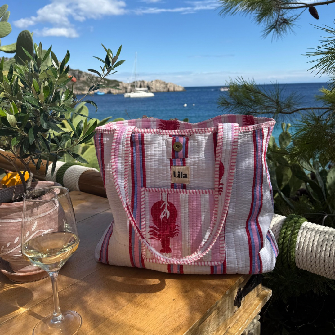 Tote bag - Lobster - including toiletry bag - No.12