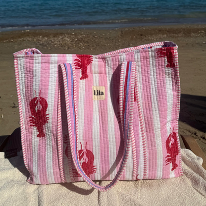 Tote bag - Lobster - including toiletry bag - No.12