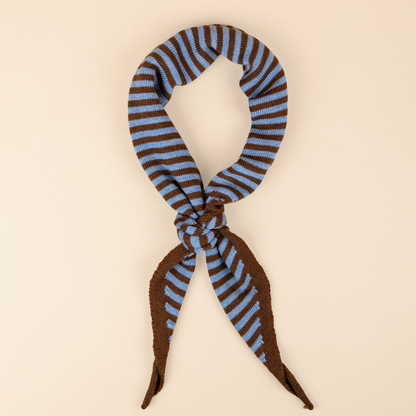Triangle Sjaal - Toffee - Blauw & Bruin streep - Klein