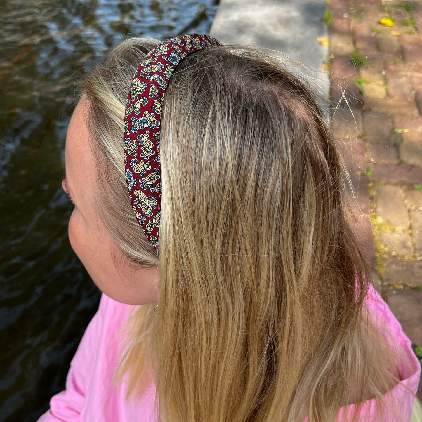 Tie headband - Paisley red