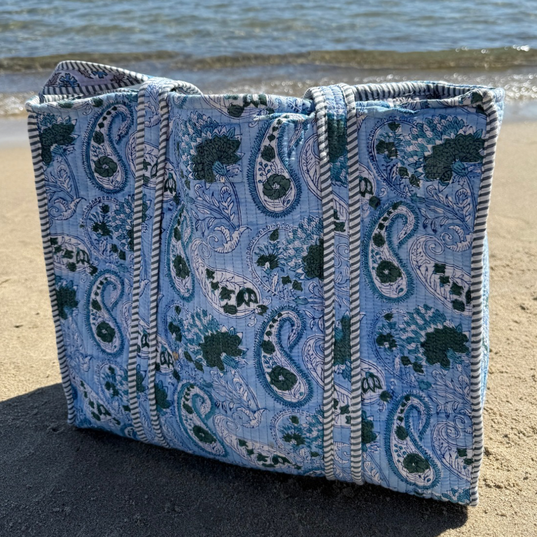 Sac fourre-tout - bleu clair - gris - n ° 7