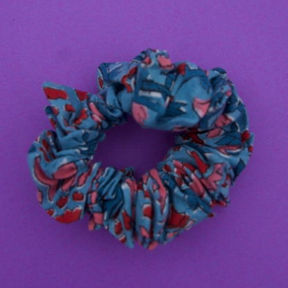 Upcycled scrunchie blue