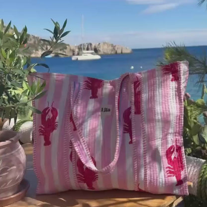 Tote bag - Lobster - including toiletry bag - No.12